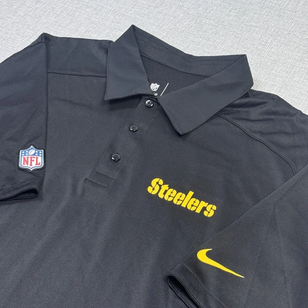 Nike Pittsburgh Steelers Polo Shirt Mens Large Black NFL Football Team Apparel